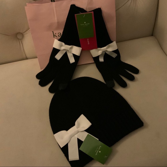 Kate Spade Black/white BOW tech friendly Gloves - Picture 10 of 11